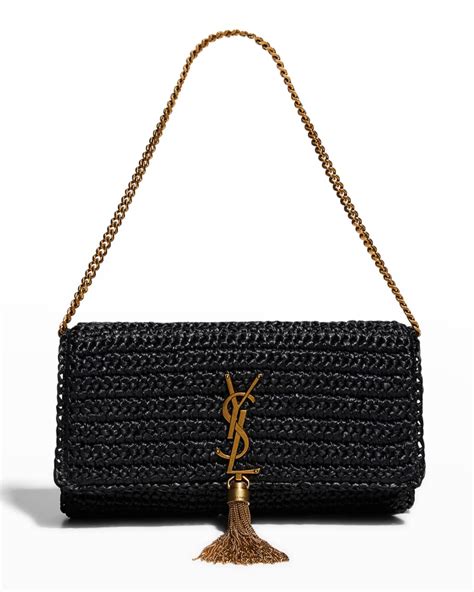 Saint Laurent Kate 99 Chain Bag With Tassel In Raffia.